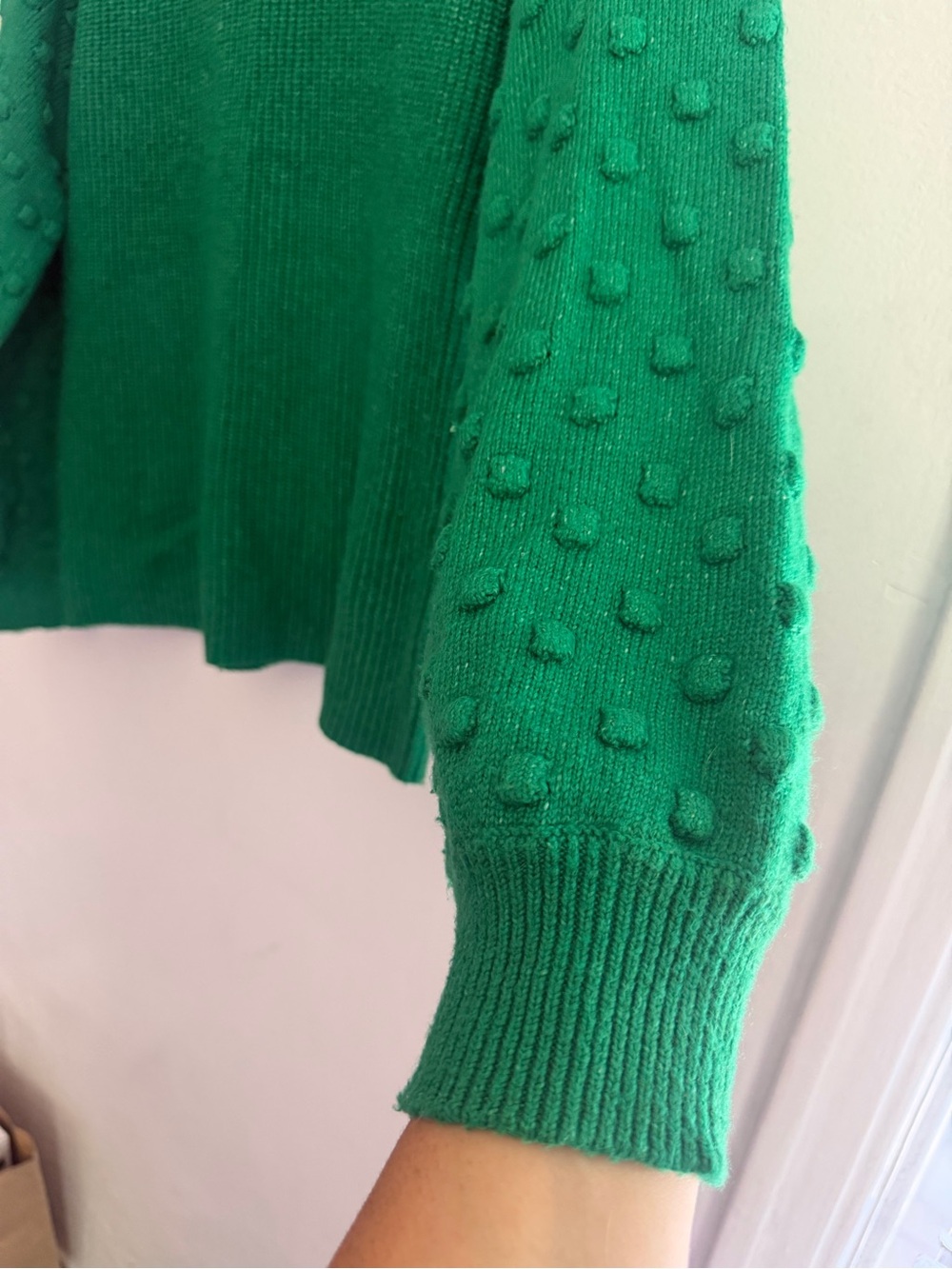 CeCe Women’s Green Bobble Sleeve Ribbed Knit Sweater Size M - Picture 8 of 10